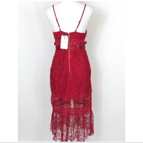 NWT Floral Lace Red Midi Sexy Slip Dress Size Medium - Picture 7 of 8